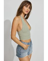 Garage - Plunge Neckline Crochet Halter Top - Lyst