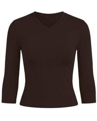 Garage - Sleek High V-Neck 3/4 Sleeve Top - Lyst
