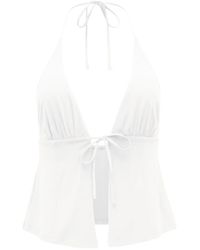 Garage - Plunge Tie Front Halter - Lyst