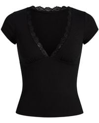 Garage - Snatchrib Plunge Lace Trim T-Shirt - Lyst
