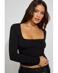 Garage - Smooth Open Neck Long Sleeve Tee - Lyst