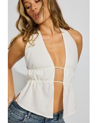 Garage - Linen Flyaway Halter Top - Lyst