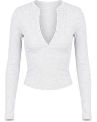 Garage - Snatchrib Crewneck Henley Long Sleeve Top - Lyst