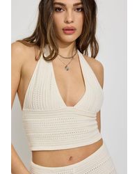 Garage - Plunge Neckline Crochet Halter Top - Lyst