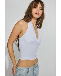 Garage - Lace Trim Plunge Halter Top - Lyst