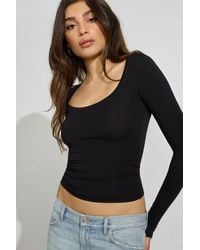 Garage - Soft Scoop Neck Long Sleeve Top - Lyst