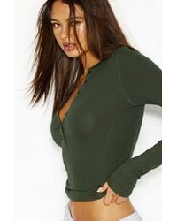 Garage - Snatchrib Crewneck Henley Long Sleeve Top - Lyst