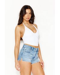 Garage - High Rise Cheeky Denim Shorts - Lyst