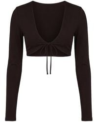 Garage - Sleek Tie Front Micro Long Sleeve Top - Lyst
