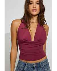 Garage - Deep Cowl Neck Halter Top - Lyst