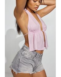 Garage - Linen Tie Back Halter Top - Lyst