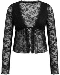 Garage - Lace Tie Front Long Sleeve Top - Lyst