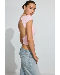 Garage - Crew Neck Open Back Short Sleeve Top - Lyst
