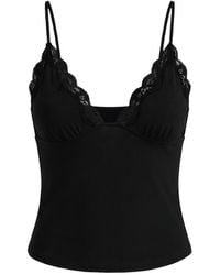 Garage - Sleek Plunge Lace Trim Cami Top - Lyst