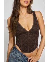 Garage - Lace Plunge Bustier Top - Lyst