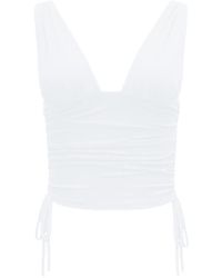 Garage - Plunge Ruched Tie Mesh Top - Lyst