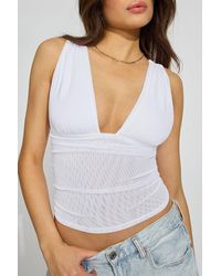 Garage - Plunge Ruched Mesh Top - Lyst