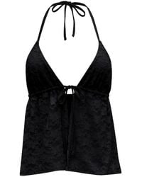 Garage - Lace Babydoll Flyaway Halter Top - Lyst