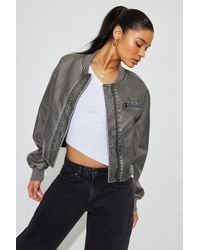 Garage - Crop Washed Faux Leather Bomber - Lyst