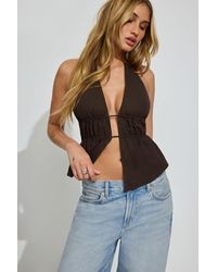 Garage - Linen Flyaway Halter Top - Lyst