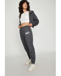 PRETTYLITTLETHING Charcoal Embroidered Wide Leg Sweatpants