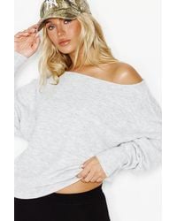 Garage - Long Sleeve Spongy Relaxed Off Shoulder Sweater - Lyst