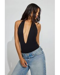 Garage - Deep Plunge Halter Bodysuit - Lyst