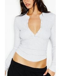 Garage - Snatchrib Crewneck Henley Long Sleeve Top - Lyst