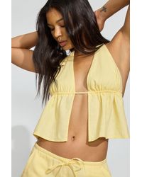 Garage - Linen Tie Back Halter Top - Lyst