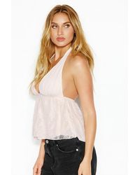 Garage - Plunge Mixed Media Flyaway Top - Lyst