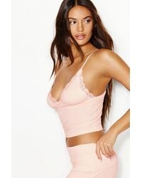 Garage - Plunge Lace Trim Cami Top - Lyst
