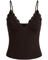 Garage - Plunge Lace Trim Cami Top - Lyst