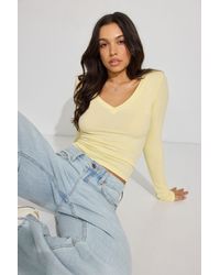 Garage - Serene Deep V-Neck Long Sleeve Top - Lyst