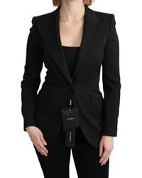 Dolce & Gabbana Dolce Gabbana Brocade Single Breasted Blazer Jacket - Black