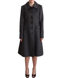 Dolce & Gabbana Gray Cashmere Trench Coat Jacket - Black