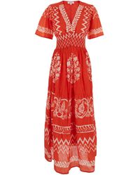 Rene' Derhy - Abito Lungo Con Scollo A V E Stampa Grafica All-Over - Lyst