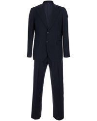 E PO CA - Single-Breasted Jacket And Pants With Piping And Pleats - Lyst