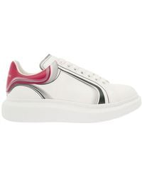 Alexander McQueen - White Bordeaux And Silver Leather Oversized Sneakers - Lyst