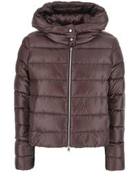 Herno - Short Down Jacket With Hood And Metal Plate On The Back In - Lyst