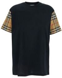 Burberry - Net Sustain Checked Poplin-Trimmed Cotton-Jersey T-Shirt - Lyst