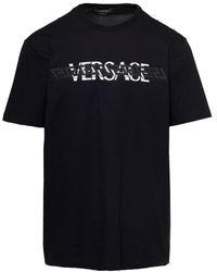 Versace - T-shirt girocollo con stampa logo in cotone uomo - Lyst