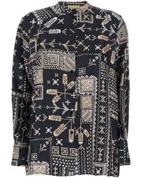 Momoní - Shirt With Raised Collar And All-Over Print - Lyst