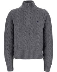 Polo Ralph Lauren - High-Neck Cable Knit Sweater Wool Tops - Lyst