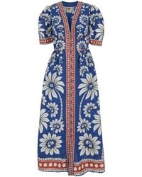 FARM Rio - 'Luna' Long Dress With V Neck And All-Over Floral Motif - Lyst