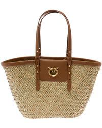 Pinko - 'Love Summer' Tote Bag With Logo Detail - Lyst