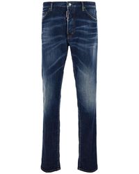 DSquared² - 'cool Guy' Blue Jeans With Logo Patch In Stretch Cotton Denim Man - Lyst