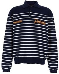 DSquared² - Long Sleeve Polo With Logo Embroidery On The Front And All-Over Stripes - Lyst