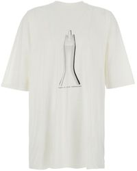 Rick Owens - Crew Neck T-Shirt With Maxi Print On The Front - Lyst