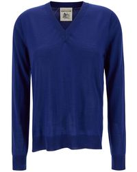 Semicouture - 'Nikita' Pullover With V Neckline And Ribbed Trim In - Lyst