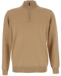 Kangra - Sweater With High Neck And Half Zip Closure On The Front - Lyst